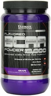 Ultimate Nutrition Flavored BCAA Powder - Caffeine Free with 3g Leucine 1.5g Valine 1.5g Isoleucine - Post Workout Amino Acid Supplement, Grape, 60 Servings