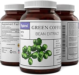 Pure Green Coffee Bean Extract Weight Loss Pills - Natural Fat Burner Pills for Men &amp; Women Chlorogenic Acid Metabolism Booster Appetite Suppressant Capsules Potent Energy Boost Supplement - Phytoral