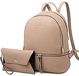 MKP Women Fashion Backpack Purse Mutil Pockets Signature Anti-Theft Rucksack Travel School Shoulder Bag Handbag with Wristlet