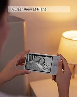 eufy Security Spaceview Video Baby Monitor E110 with Camera and Audio, Security Camera, 720p HD Resolution, Night Vision, 5" Display, 110° Wide-Angle Lens Included, Lullaby Player, Sound Alert
