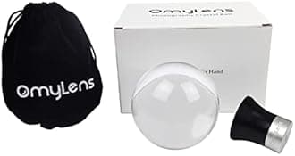 Omylens Lens Ball with Mount, K9 Crystal Ball (80mm) + Suction Mount Cup + Flat Base (1/4"-20 General Internal Thread) + Silk Bag
