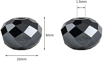 Novborcz 10mm Black Rondelle Glass Beads for Jewelry Making 250pcs Faceted Briolette Shape Crystal Spacer Beads Assortments Supplies Accessories for Bracelet Necklace for Wholesale