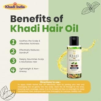 Khadi Natural Tulsi & Mint Ayurvedic Hair Oil - Enriched with Real Herbs for Growth & Scalp Nourishment | 200 ML