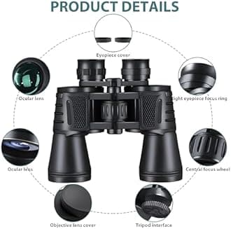 Binoculars for Long Distance, 7x50 Ultra HD Binocular for Bird Watching, Wildlife and Range 2000 Meter with Phone Adapter, Storage Bag, Wide Eyepiece and Bright BAK 4 Glass