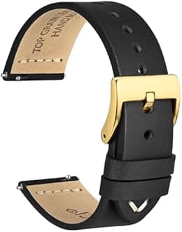 WOCCI Antique Watch Strap, Top Grain Leather, French Wax Thread, Quick Release, Stainless Steel Buckle, Replacement Straps for Men, Band Width 17 mm, 18 mm, 19 mm, 20 mm, 21 mm, 22 mm, 24 mm