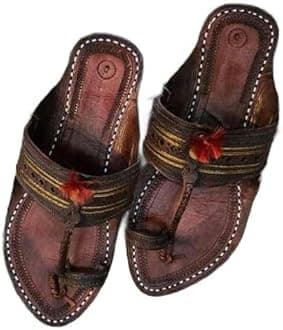 Leather Kolhapuri Chappals for Men - The Royal | Stylish & Comfortable | Handmade by Local Artistans | Leather Slipper, Kolhapuri's Chappal for Men