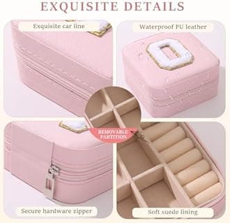 KElofoN Travel jewelry case Travel jewelry box Travel Jewelry Organizer Small Jewelry Organizer Box for Girls Women with Mirror (Pink-O)