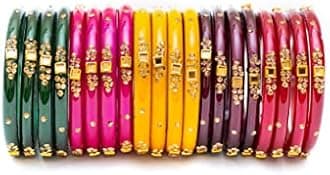Swara Creations Traditional Glass Kada Bangles Set for women & girls Glossy B...