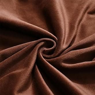 Highdi Soft Velvet Dining Chair Covers Solid Color Stretch Curved Back Chair Slipcovers with Armrest, Vanity Swivel Armchair Cover Removable Washable for Bedroom Party Hotel (Brown,4 PCS)