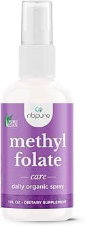 nbpure Methylfolate Vitamin B9 Spray Supplement, Liquid Folic Acid Spray, 1 oz