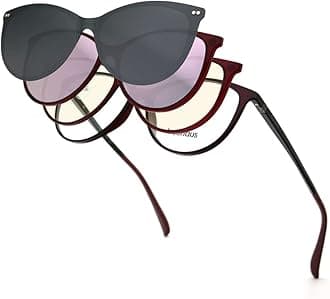 Magnetic Clip on Sunglasses for Men & Women Polarized UV Protection Retro Square Eyeglasses Fit Over Night Driving