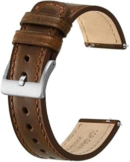 BISONSTRAP Leather Watch Straps, Classic Oil Waxed Leather, Quick Release Replacement Band for Men and Women, Band Width 18mm 20mm 22mm