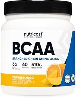 Nutricost BCAA Powder (Orange Mango, 60 Servings) - 2:1:1 Optimal Ratio, Gluten Free, Non-GMO, Vegetarian