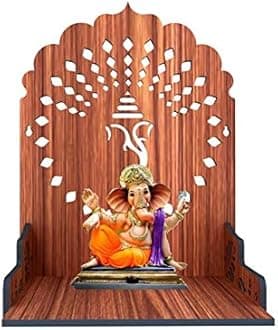 MANDIRAM SSI Wooden Mandir for Pooja Home Decoration Wall Mounted Beautiful Temple