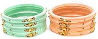 Swara Creations Traditional Glass Kada Bangles Set for women & girls Glossy B...