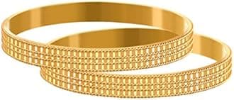 JFL - Jewellery for Less Golden One Gram Gold Plated Bangle Set For Women