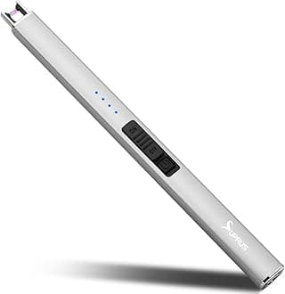 SUPRUS Electric Arc Windproof Flameless USB Lighter Rechargeable Lighter with Safety Lock for Candle BBQ Camping (Silver)