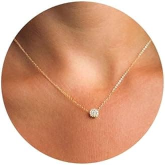 Gold Necklace for Women 14K Gold Plated Circle Cubic Zirconia Pendant Necklace Dainty Twist Rope Chain Necklace Simple Jewelry Gift for Women