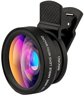 0.45x Macro Lens for Mobile Phone, Clip on Zoom Camera Lense for 15 14 Pro Max, Wide Angle Lens HD Camera Fit for Android, 2 Functions Telephoto Micro Lens