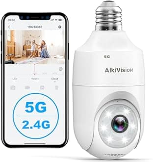 AlkiVision - Security cameras with 2K focus - 360° motion detection cameras for home security, color night vision, automatic tracking, siren alarm,