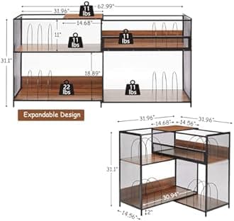 RARZOE Large Record Player Stand, Mid Century Vinyl Record Display Shelf Up to 450 Albums, Turntable Stand with 3 Expandable Open Shelves, Record Vinyl Storage Corner Cabinet for Living Room Office