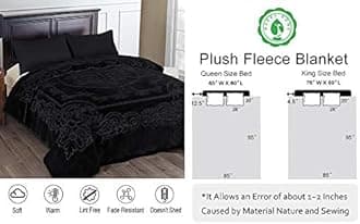 JML Fleece Blanket King Size, Heavy Korean Mink, 85 X 95 Inches- 9 Lbs, Soft and Warm, Thick Raschel Printed Mink for Autumn, Winter, Bed, Home, Gifts (Black)