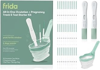 All-in-One Ovulation & Pregnancy Test Kit – 30 Easy at-Home LH Strips, Ovulation Tracker, 2 Early Detection Pregnancy Tests & Reusable No-Mess Pee Cup