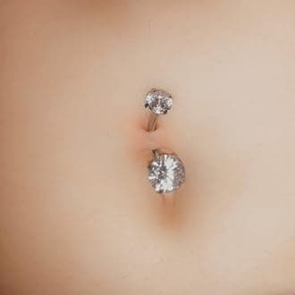 Incaton 14G Belly Button Ring Surgical Stainless Steel Round Cubic Zirconia Navel Barbell Belly Rings For Women 6/8/10/12mm