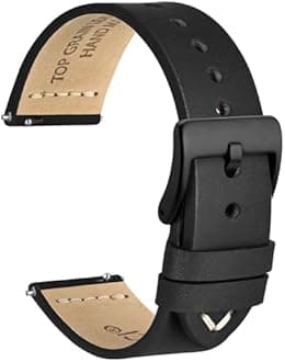 WOCCI Old-fashioned Watch Band, Top Grain Leather, French Wax Thread, Quick Release, Stainless Steel Buckle, Replacement Strap for Men, Band Width 17mm 18mm 19mm 20mm 21mm 22mm 24mm