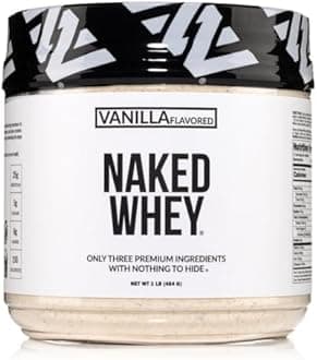Vanilla Whey Protein 1Lb, Only 3 Ingredients, All Natural Grass Fed Whey Protein Powder + Vanilla + Coconut Sugar - NSF Certified, GMO-Free, Soy Free, Gluten Free. Aid Muscle Growth, 12 Servings