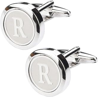 Mens Classic Stainless Steel Initial Cufflinks 26 Alphabet Initial Letter Cufflinks Business Wedding Shirts A-Z