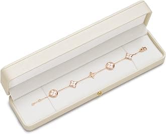 Oirlv Premium Leather Necklace Box White Necklace Presentation Box Velvet Interior Long Chain Bracelet Storage Case