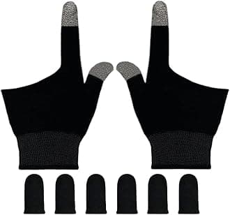 Gaming Gloves for Sweaty Hands, Ultra-Thin Breathable Touchscreen Game Gloves with Thumb Finger Sleeves for iPad Tablet/Mobile Phone