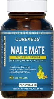 Cureveda Herbal Male Mate | Testosterone Support Supplement For Men | Tribulus, Mucuna, Safed Musli | 60 tab