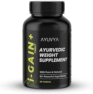 Ayuvya i-Gain+ | Ayurvedic Weight Supplement | Helps In Improving Appetite & Nutrient Absorption | With New & Improved Formula | 90 Tablets | As Seen On Shark Tank