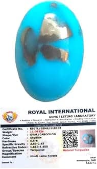 Divine Spirituals AAA Grade Natural Turquoise Gemstone Lab-certified Premium Feroza/Firoza Cabochon For Protection, Healing & Jewelry For Men & Women approx. 10-12 carat