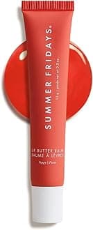 Summer Fridays Lip Butter Balm - Conditioning Lip Mask and Lip Balm for Instant Moisture, Shine and Hydration - Sheer-Tinted, Soothing Lip Care - Poppy (.5 Oz)