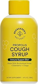 Propolis Honey Cough Syrup Daytime for Adults Elderberry, Bee Propolis, Buckwheat Honey - Immune Support & Throat Soothing, 4 oz