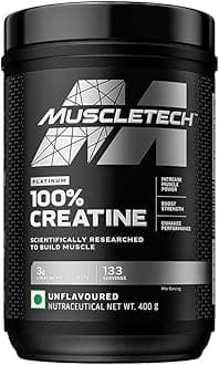 Iovate Health Science Muscletech Essential Series Platinum 100% Creatine | Boost Muscle growth & Strength | Muscle Recovery | Sports Nutrition | 0.88 lb (400 g)