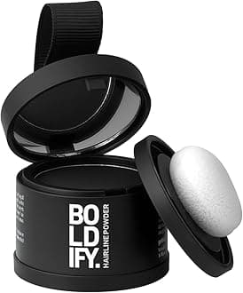 BOLDIFY Hairline Powder - Water-Resistant Root Touch Up Hair Color for Gray Coverage - 24-Hour Stain-Proof, Mess-Free Hair Powder for Thinning Hair - Black