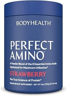 PerfectAmino Powder - BCAA and EAA Powder for Pre and Post Workout - Amino Acid Energy Drink for Men and Women to Support Lean Muscle and Recovery - Strawberry - 60 Servings