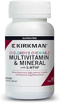 Children's Multivitamin & Mineral Chewable with 5-MTHF - 120 Capsules - Potent Broad-Spectrum Vitamin/Mineral Supplement - with Coenzyme Q-10 - Natural Mango Peach Flavor