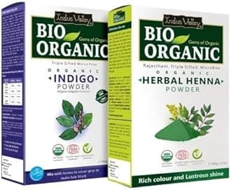 Bio Organic Natural Henna Hair Color For Grey Hairs -100gm (Herbal Henna & Indigo leaf Powder)