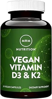 MRM Nutrition Vegan Vitamin D3 & K2 - For Women & Men - Plant‑Based D3 from Lichens with MK‑7 Vitamin K2, Vegan Calcium Absorption Support for Bone & Immune Health, Certified Non‑GMO - 60 Servings