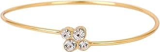 Estele Jewellery Bracelet For Women Gold Plated Stylish Designer Free Size Cuff Kada Bracelet with White Crystals for Girls and Women-301 BR