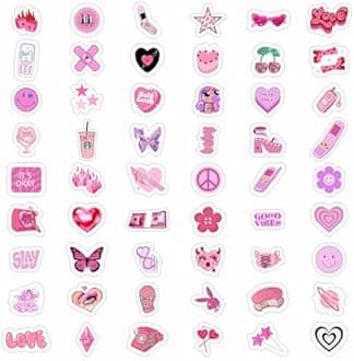 BulbaCraft 100Pcs Y2K Stickers Pink for Water Bottle and Laptop - Y2K Party Supplies & Decorations, Waterproof Vinyl Decals, 2000s and Aesthetic Stickers, Gifts for Women & Men