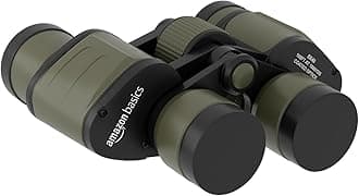 Amazon Basics 8X40 High-Power Binoculars | Ideal for Bird Watching, Sightseeing, Wildlife Trekking | FMC Lens & BAK4 Prism | Durable, Adjustable | Includes Bag & Strap (Green)