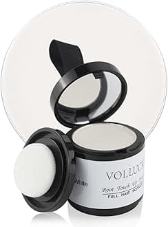 VOLLUCK Root Touch up Powder, Instant Hairline Powder for Thinning Areas and Gray Hair Coverage, Natural and Non-greasy Root Cover up for Women and Men (White, 0.35 Ounce)