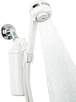 AQ-4105-E Water System w/Handheld Wand 90% of Chlorine-Carbon & KDF Filtration Media-Soften Skin and Hair from Hard Water-AQ-4105-E-WaterSense Certified Shower Filter, White