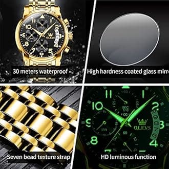 OLEVS Watches for Men with Date Luxury Big Face Waterproof Mens Wristwatch Analog Dress Two Tone Stainless Steel Man Watch Luminous Relojes De Hombre Calendar(Green/Blue/Black Dial